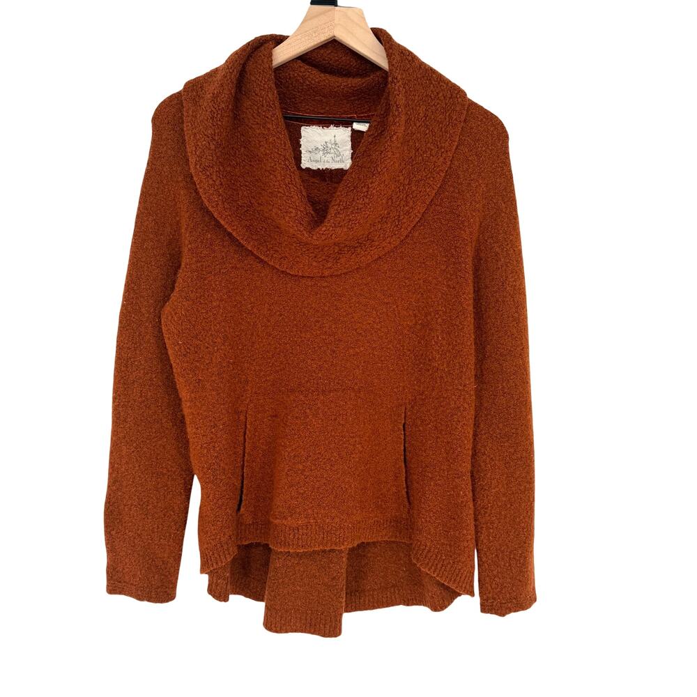 Anthropologie Angel of the North Cardigan M Rust Boucle Knit Boho Cottagecore